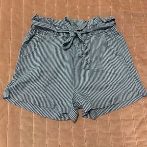 Thread & Supply High Waist Striped Shorts - Blue and White